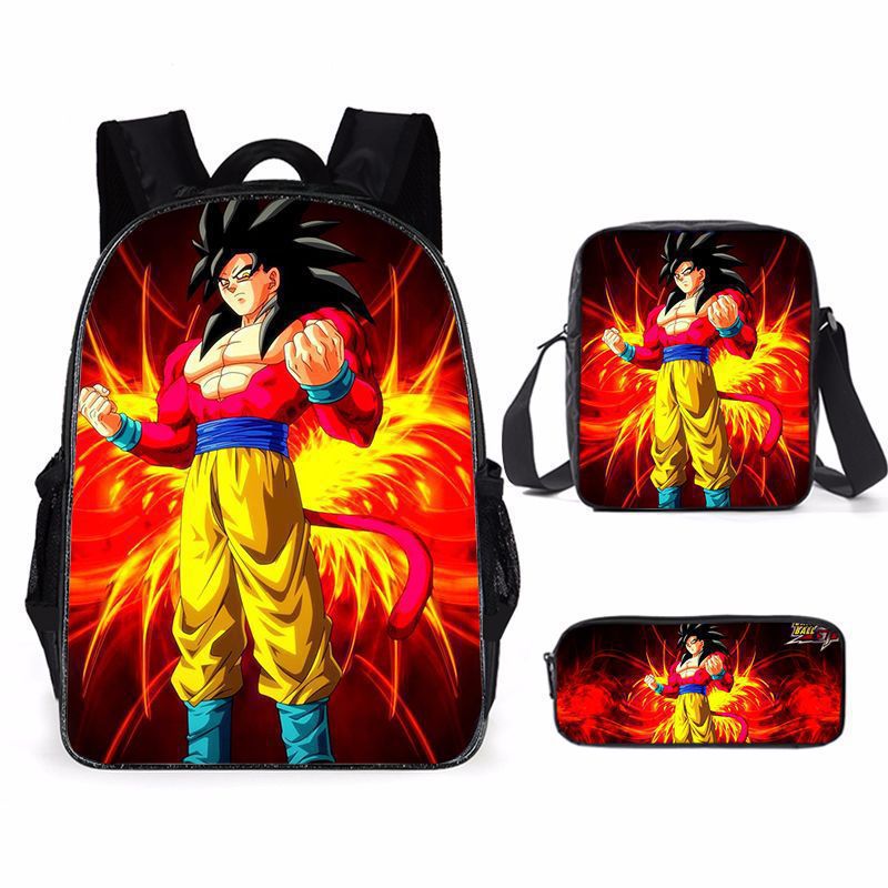Model Kit Dragon Ball - Kawaii Cartoon Saiyan Print Backpack Set