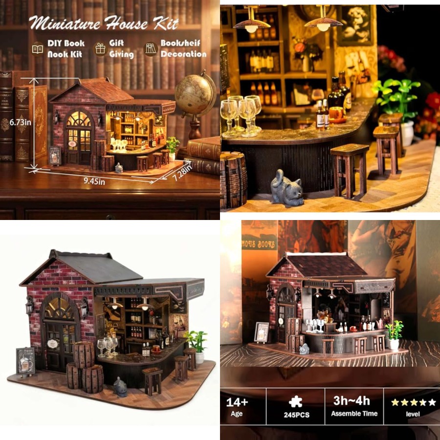 Model Kit Led - Book Nook Kit, 3D Wooden Miniature