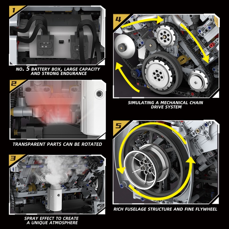 Motorized V8 Engine 3201Pcs Bu - Model Kit Engine V8 ulasan dan harga