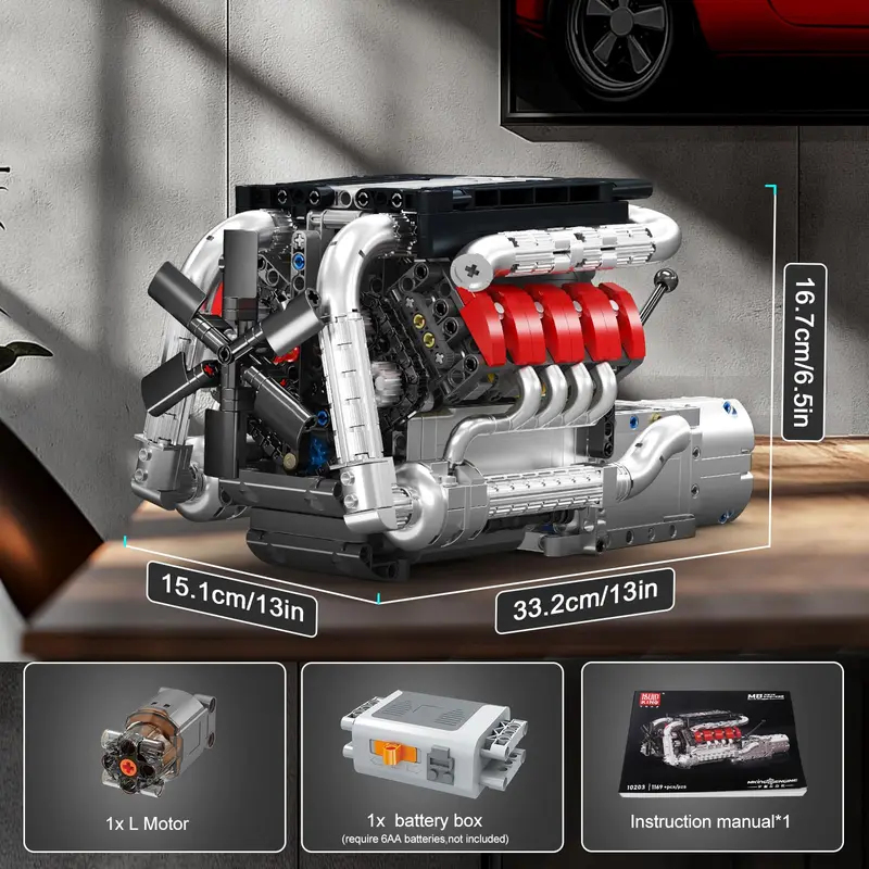 Mould King 10203 1169Pcs Super - Model Kit Engine V8 ulasan dan harga