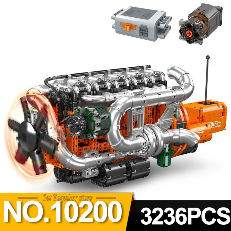 Mould King 10200 V8 Twin-Turbo - Model Kit Engine V8 ulasan dan harga