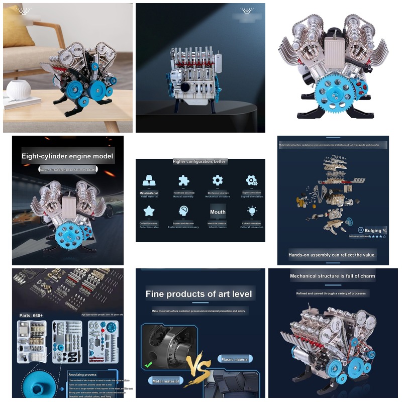 DIY 3D Mechanical V8 Engine Me - Model Kit Engine V8 ulasan dan harga