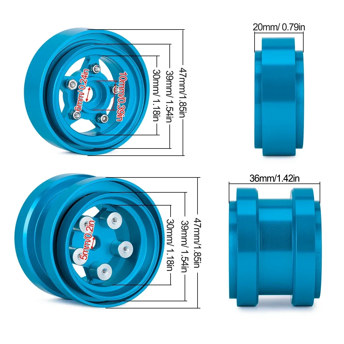 Aluminum Beadlock Wheels for 1 - Model Kit Helicopter ulasan dan harga